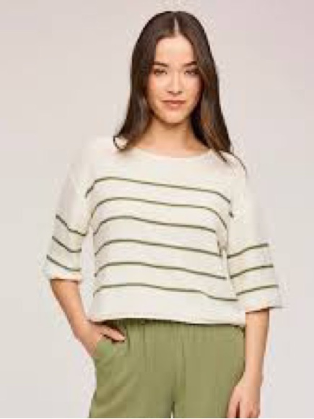 GENTLE FAWN Kerrigan Sweater Matcha Stripe Size Small